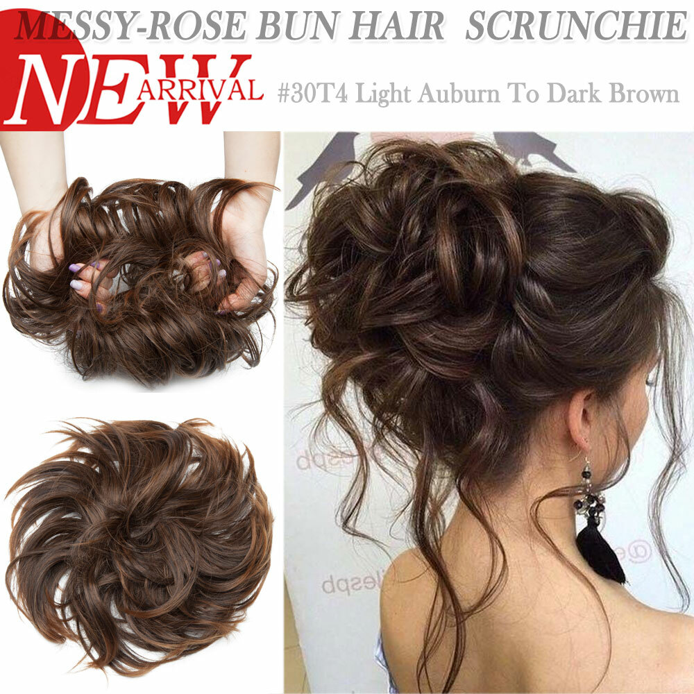 X-Large Scrunchie Messy Bun Hair Piece Tousled Updo Wrap on Ponytail THICK NEW H