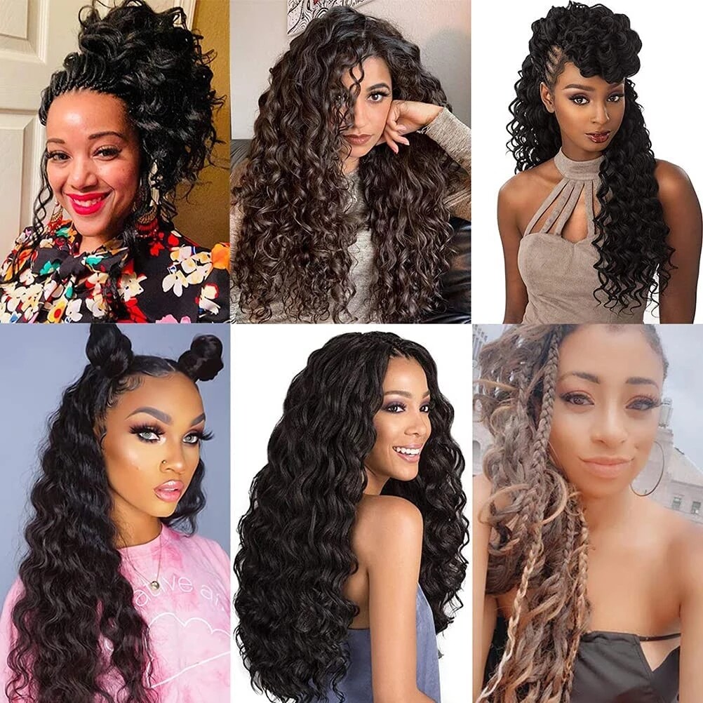 18″ Ocean Wave Crochet Hair Deep Wavy Braiding Hair Curly Crochet Hair Extension