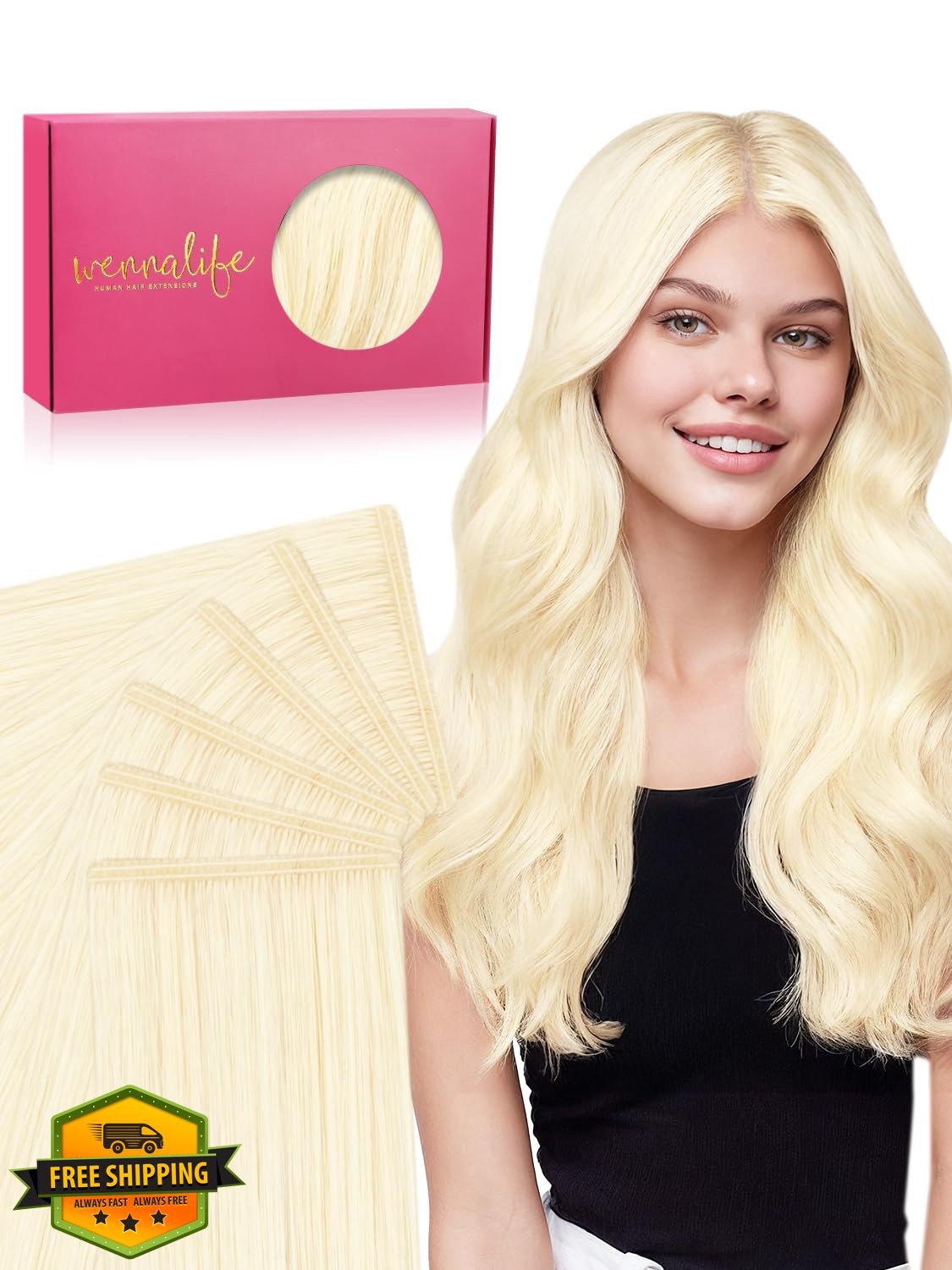 Wennalife 22 Inch Platinum Blonde Tape Hair