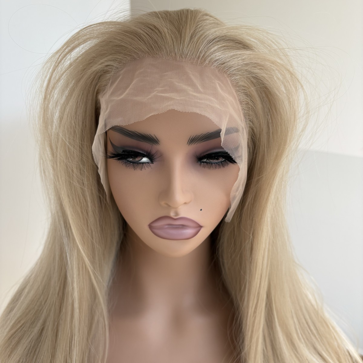 Natural Mixed Blonde Heat Resistant Hair Lace Front Wig Long Straight