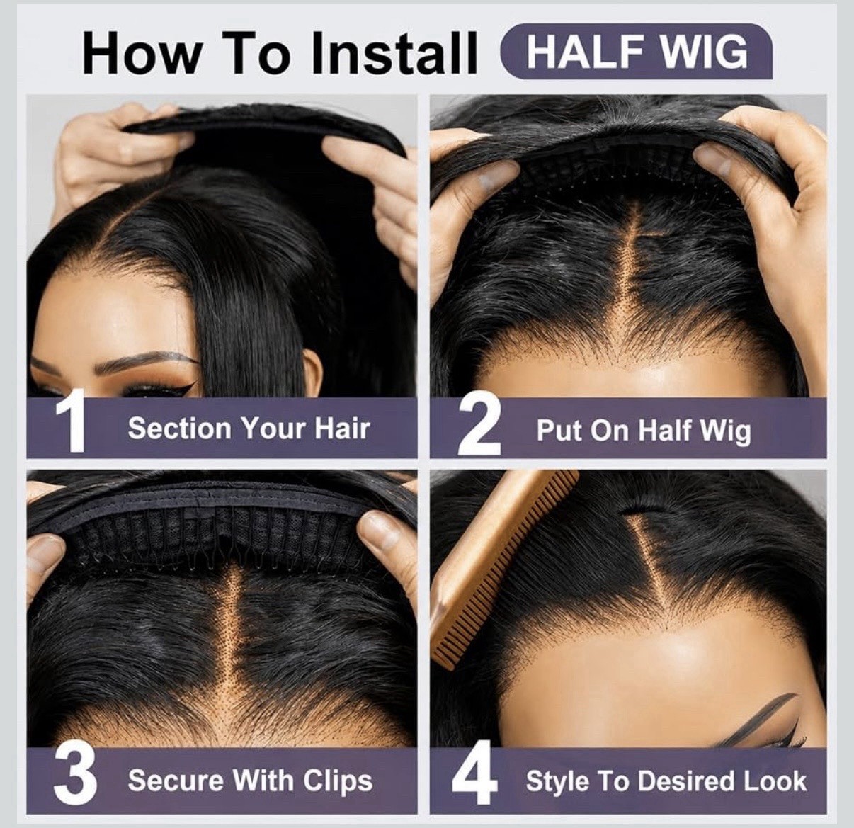 Original Half Wig Human Hair Wig Glueless 16 Inch