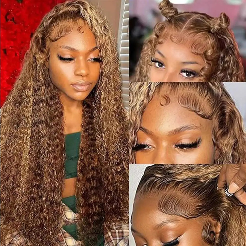 Invisible Strap Highlight Blonde 360 Full Hd Lace Front Wig Glueless Wig Curly