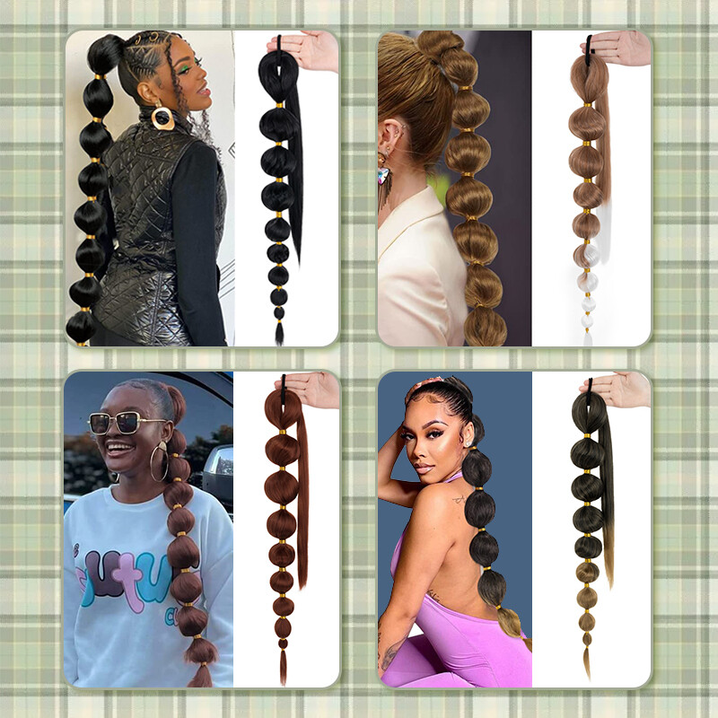 Braid Ponytail Extension w/ Elastic Tie Straight Wrap Around Braid Pony Tail 34″