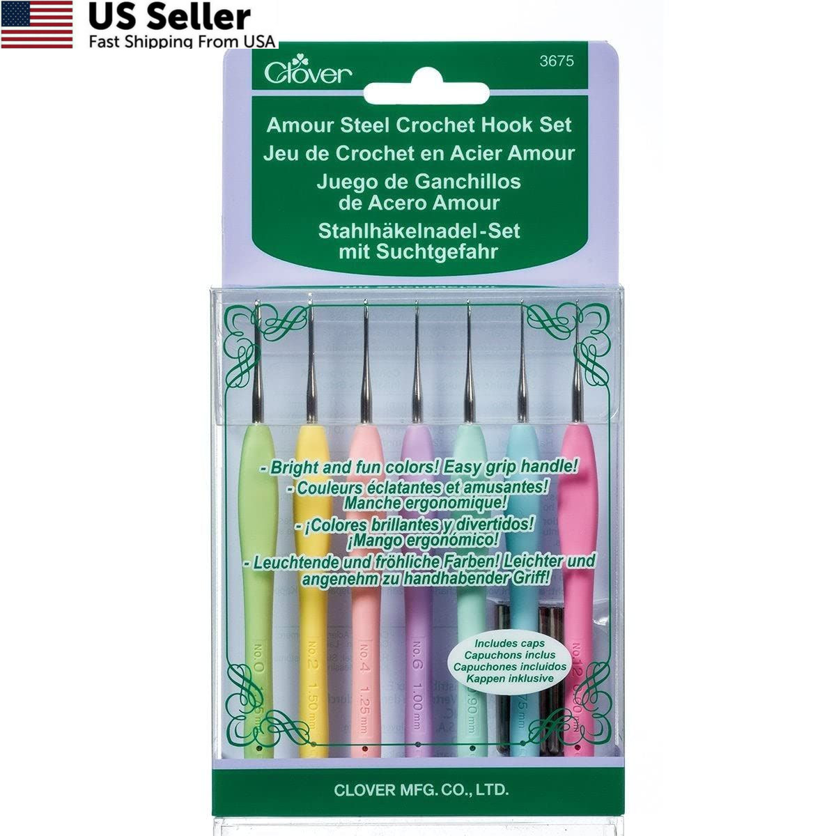 Clover Amour Steel Crochet Hook Set 0,6 mm, silver