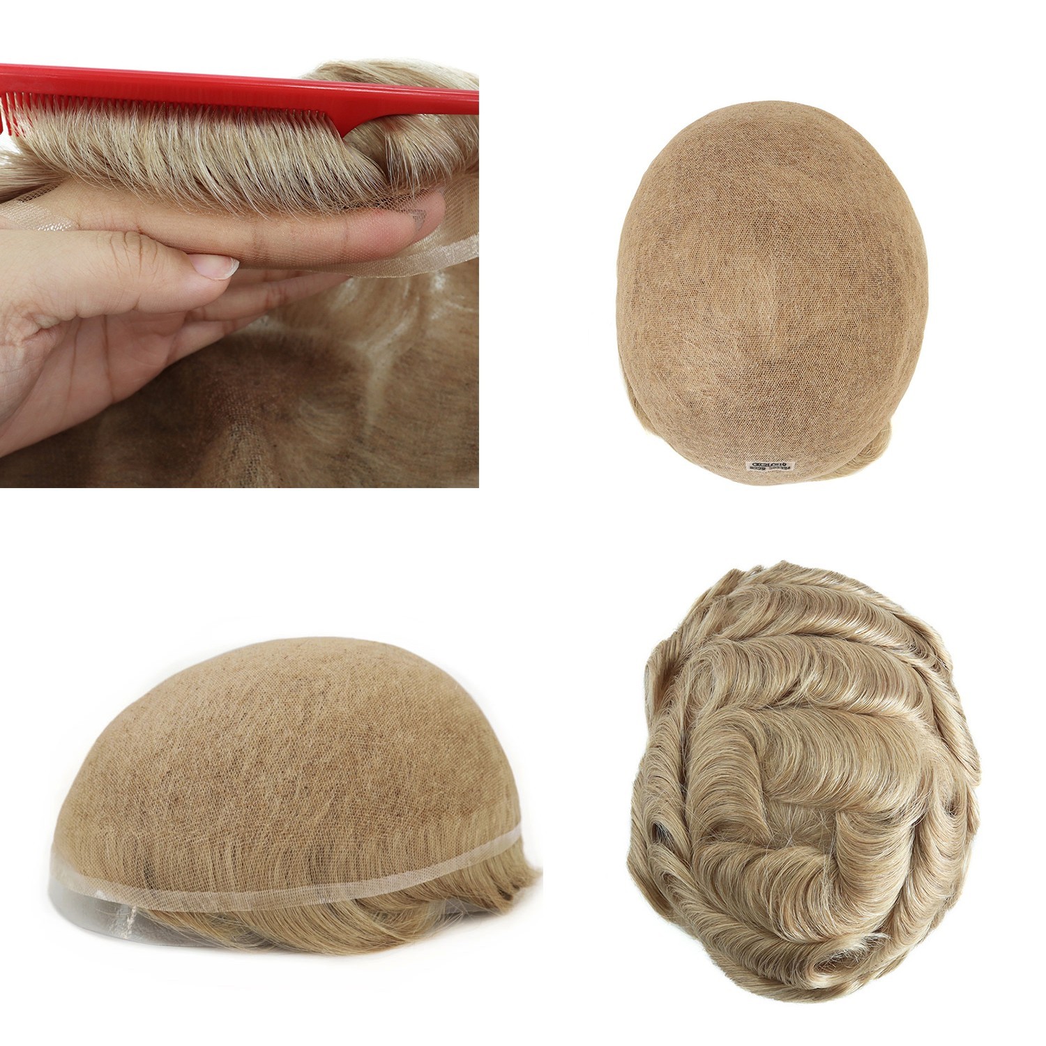 Mens Toupee Hair replacement Hairpiece for men Full French lace Mens Hair system