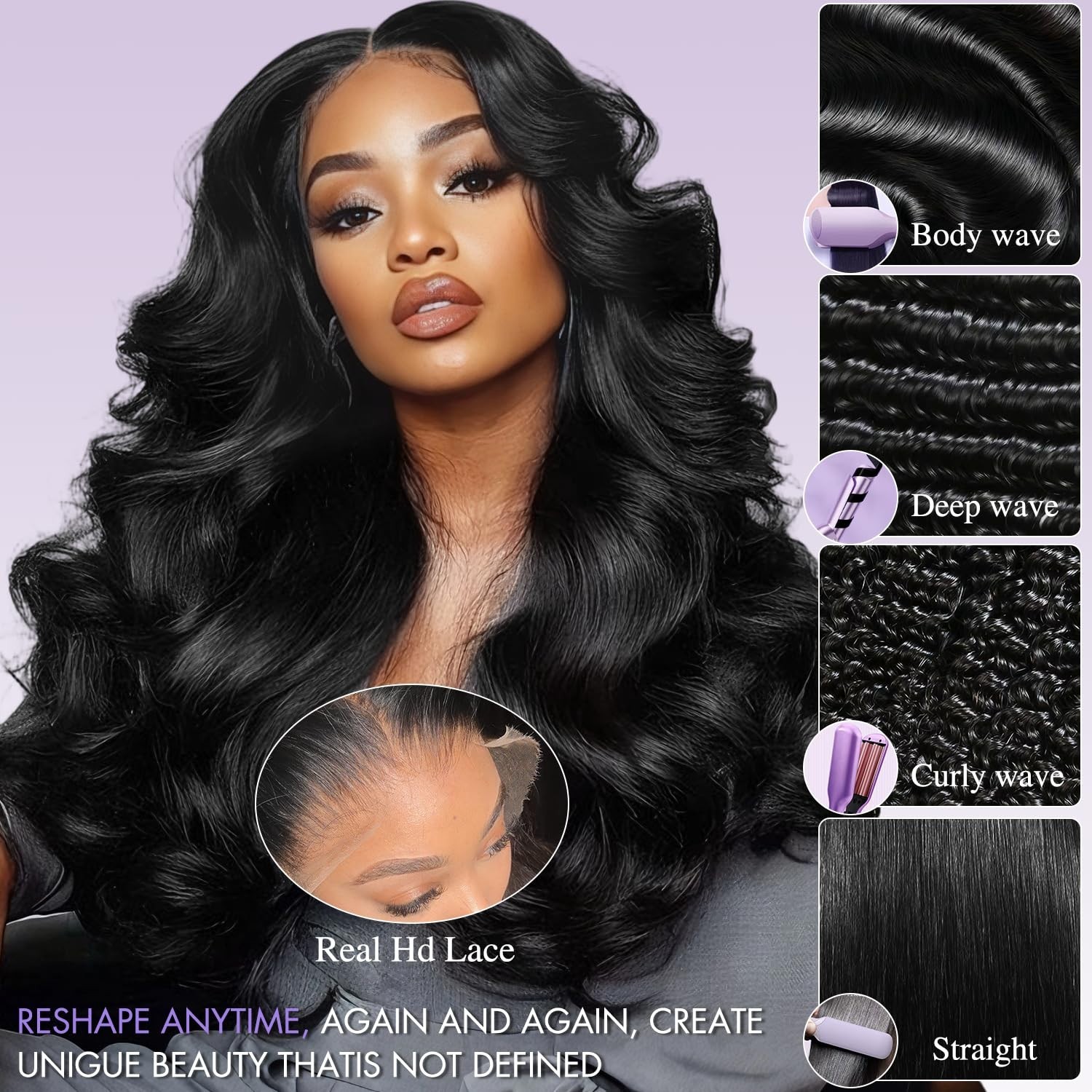 13×6 Lace Front Wigs Human Hair 180% Density Body Wave Glueless 36 Inch Natural