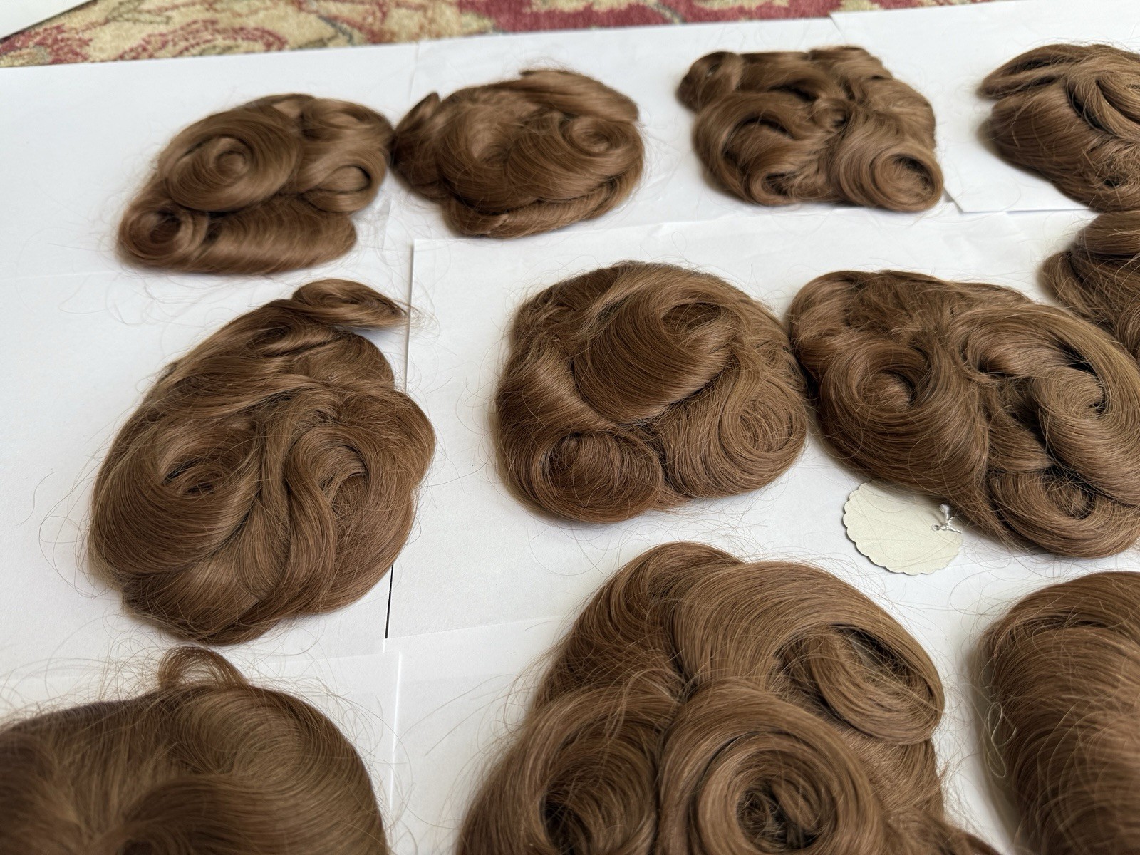 100% Human Hair Wiglet Light Brown 10 Messy Curly Swirls Clip Back Extension New