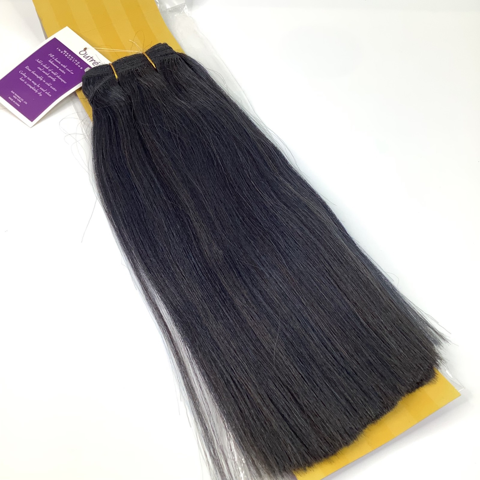 Premium Outré New Yaki 100% Human Hair Extensions #750 Blue Black 12″ Straight