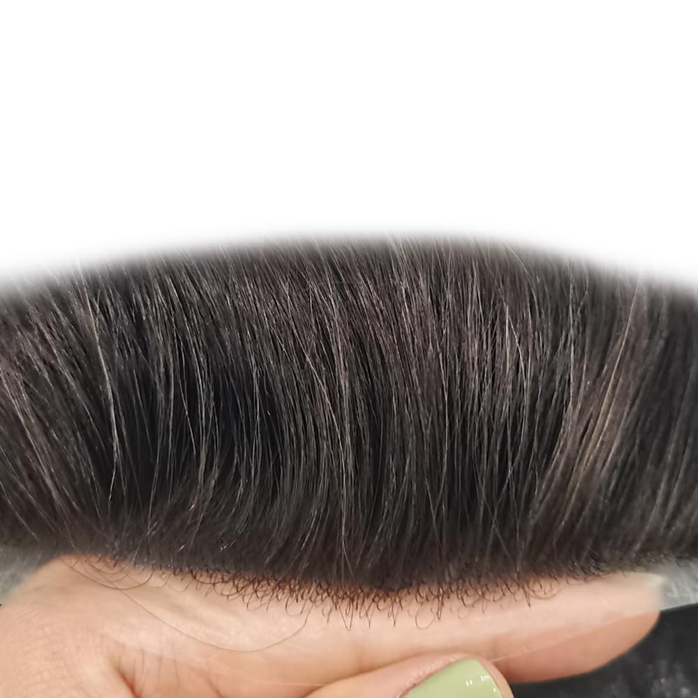 Mens Toupee Ultra Thin Skin Hair Replacement System Invisible V-Loop Hair Piece