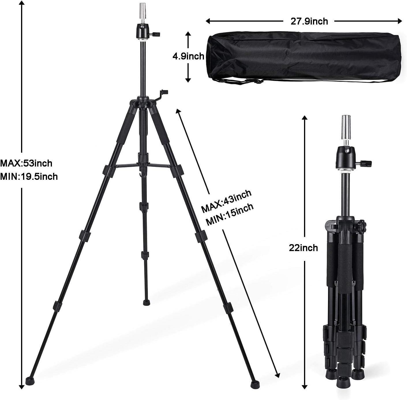Adjustable Wig Stand Tripod with Non-Slip Base for Stable Mannequin Support