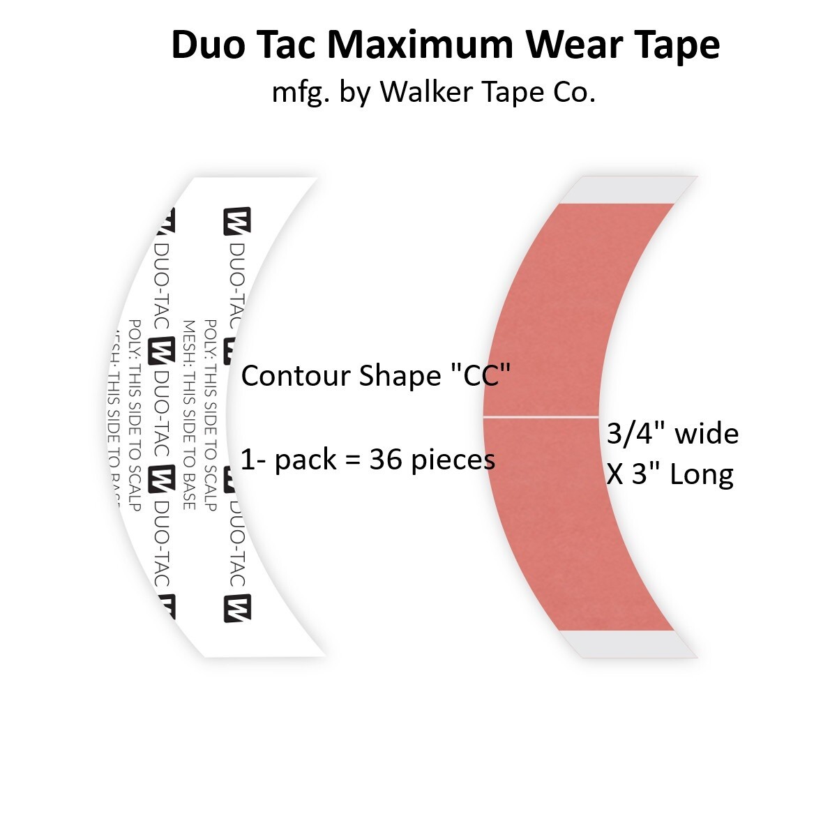 Duo Tac Maximum Wear Tape Contour shape CC 1 pack Walker Tape brand