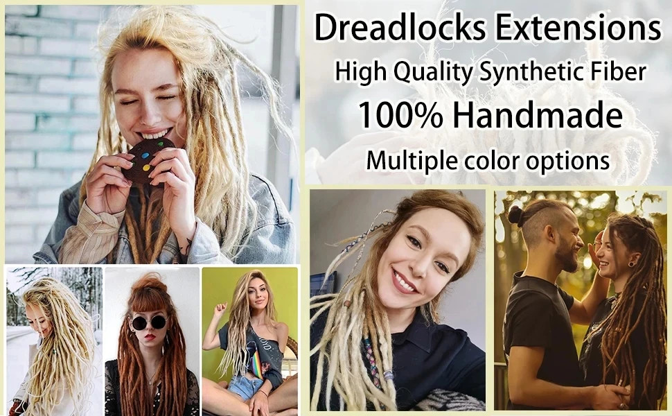 Hippie Style Single Ended Soft Synthetic Dreadlock Hair Extensions for Women