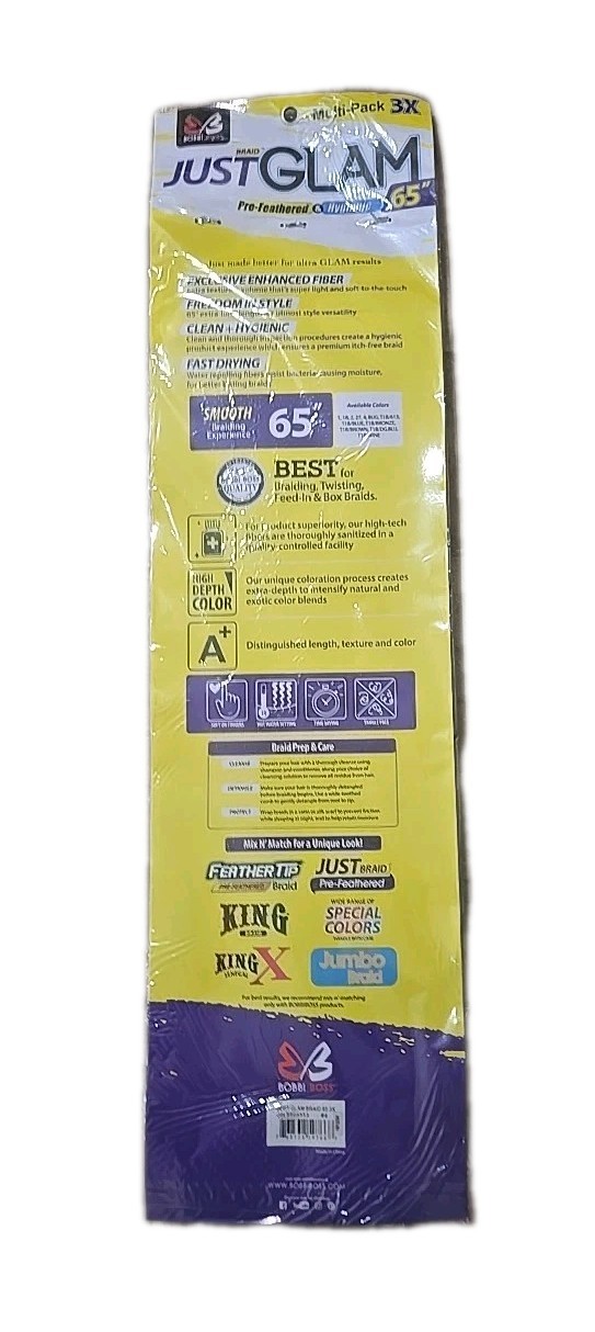 BOBBI BOSS JUST GLAM 65″ BRAIDING HAIR SUPER LONG BRAID #4- NEW 3-PACK