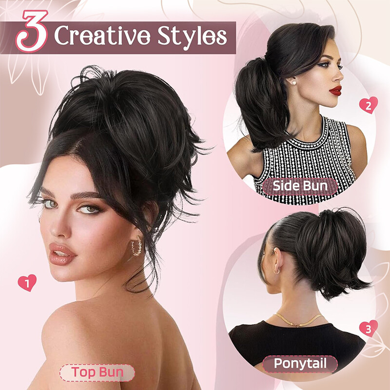 Bendable Short Ponytail Extensions High Fluffy Bun Curly Hairpiece Pony Tail GBP