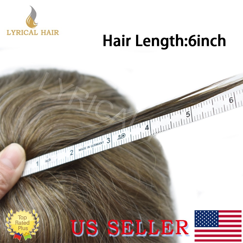 Lyrical Hair Mens Toupee Hairpiece Mono Lace Human Hair Poly PU Replacement Wig
