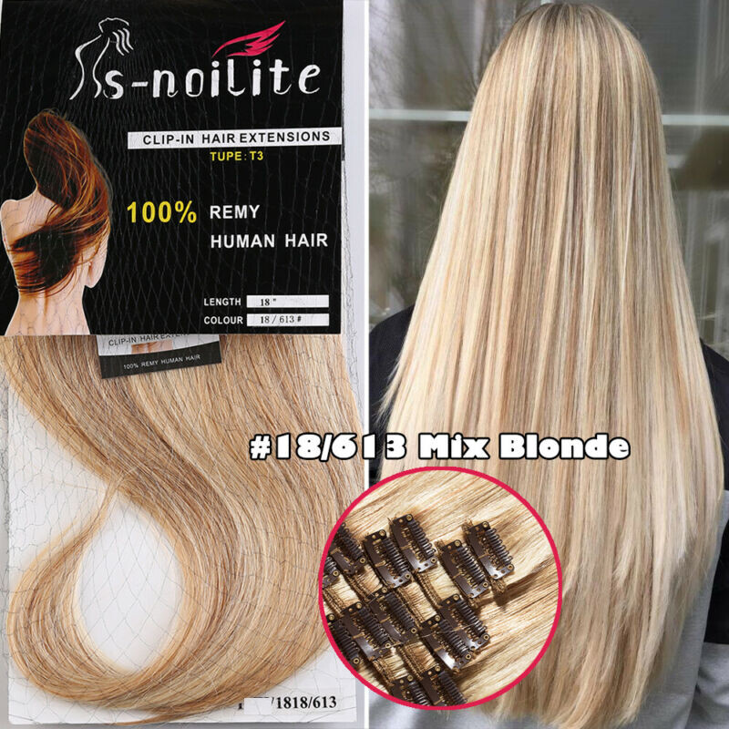 AAAAA+ Remy Soft Clip In 100% Human Hair Extensions Straight Full Head Straight
