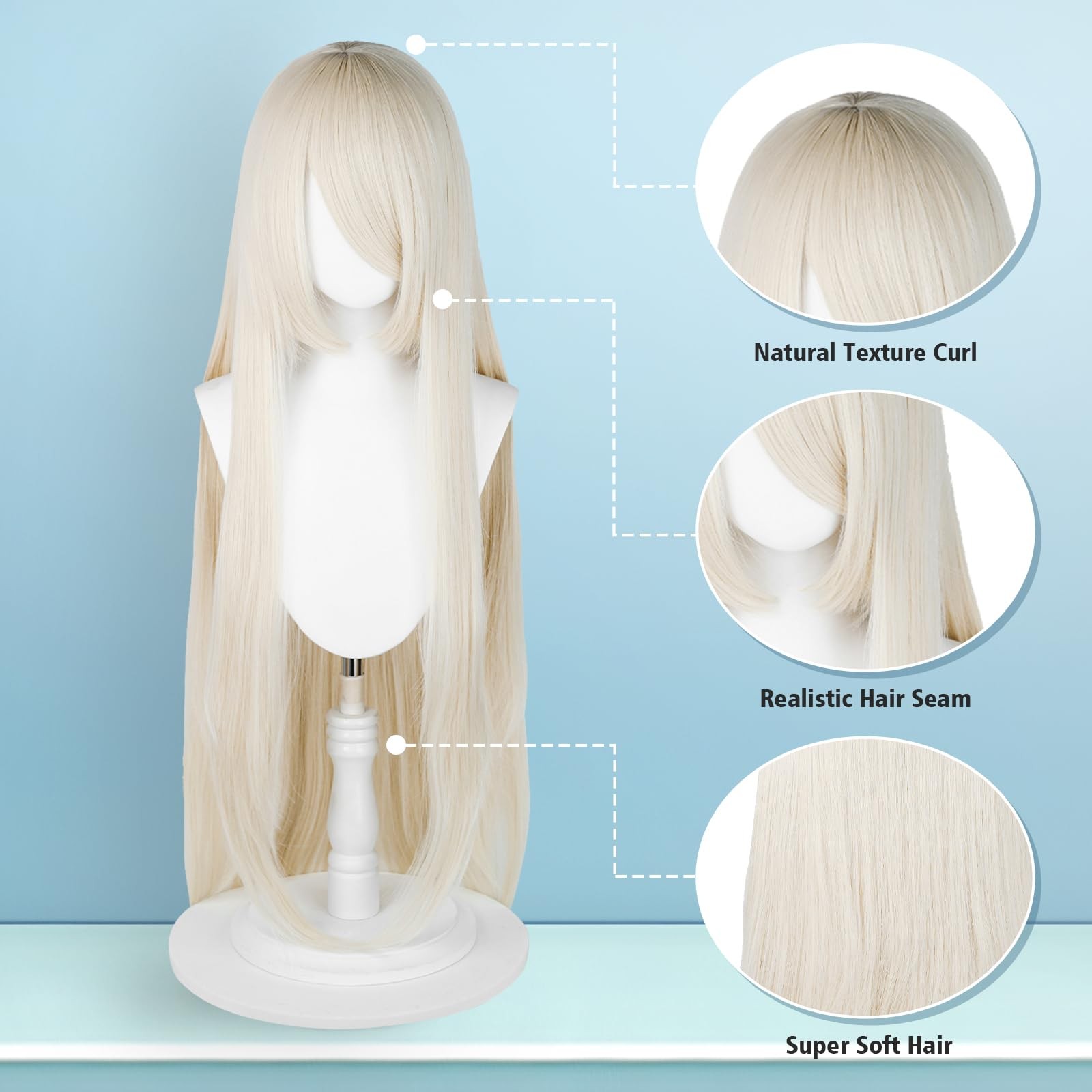 100cm / 40 Inch Long Wig, Universal Costume Wig, Perfect for Party, Festivals…