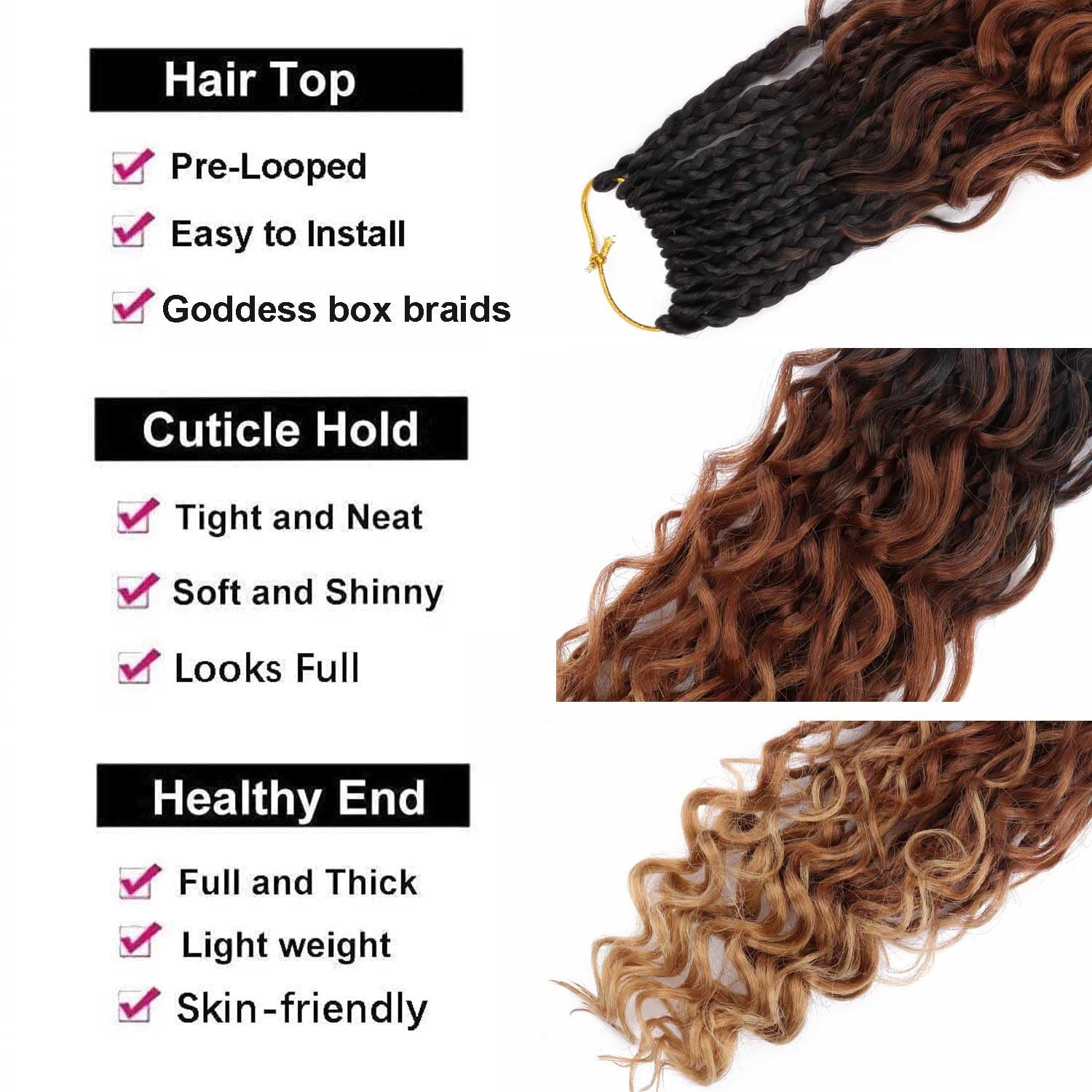 8 Packs Goddess Box Braids Crochet Hair Crochet Box Braids with Curly Ends Bo…