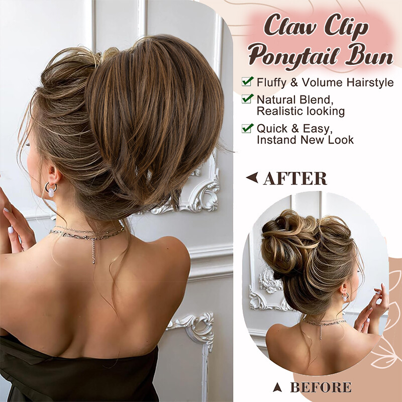 Bendable Short Ponytail Extensions High Fluffy Bun Curly Hairpiece Pony Tail GBP