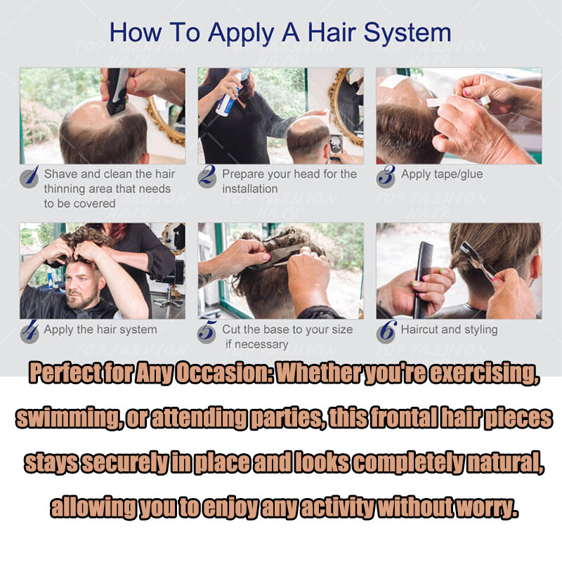 100% Human remy Hair Bald Spot Patch Toupee Forehead Hairpiece Hair Replacement