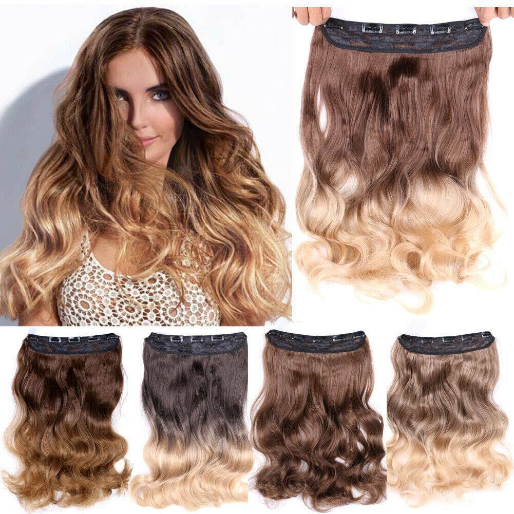 Real Long Curly Clip In One Piece 100% As Human Hair Extension Thick Wavy Remy X
