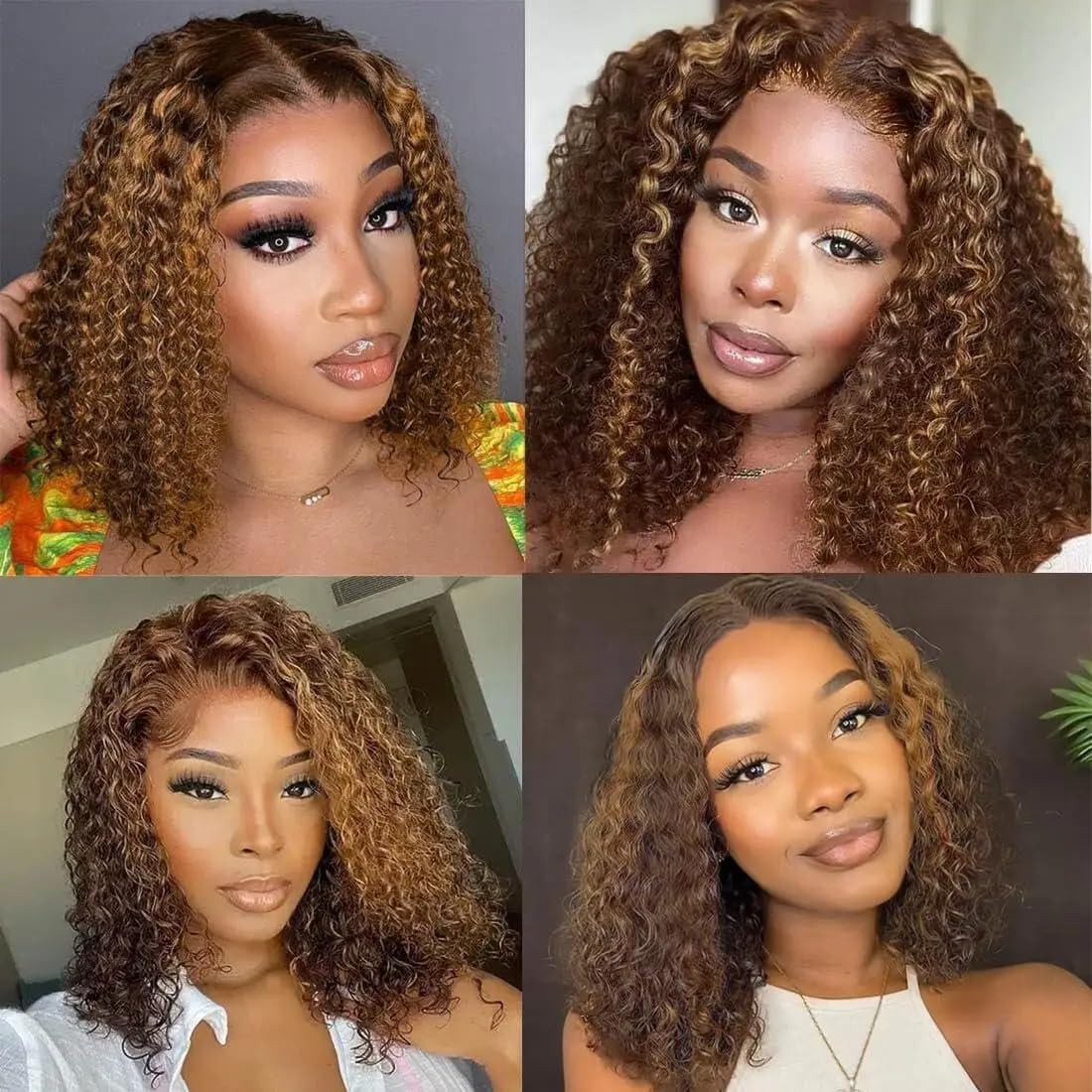 Rui Mei Si Glueless Wigs Human Hair Pre Plucked Pre Cut 4/27 Highlight Ombre