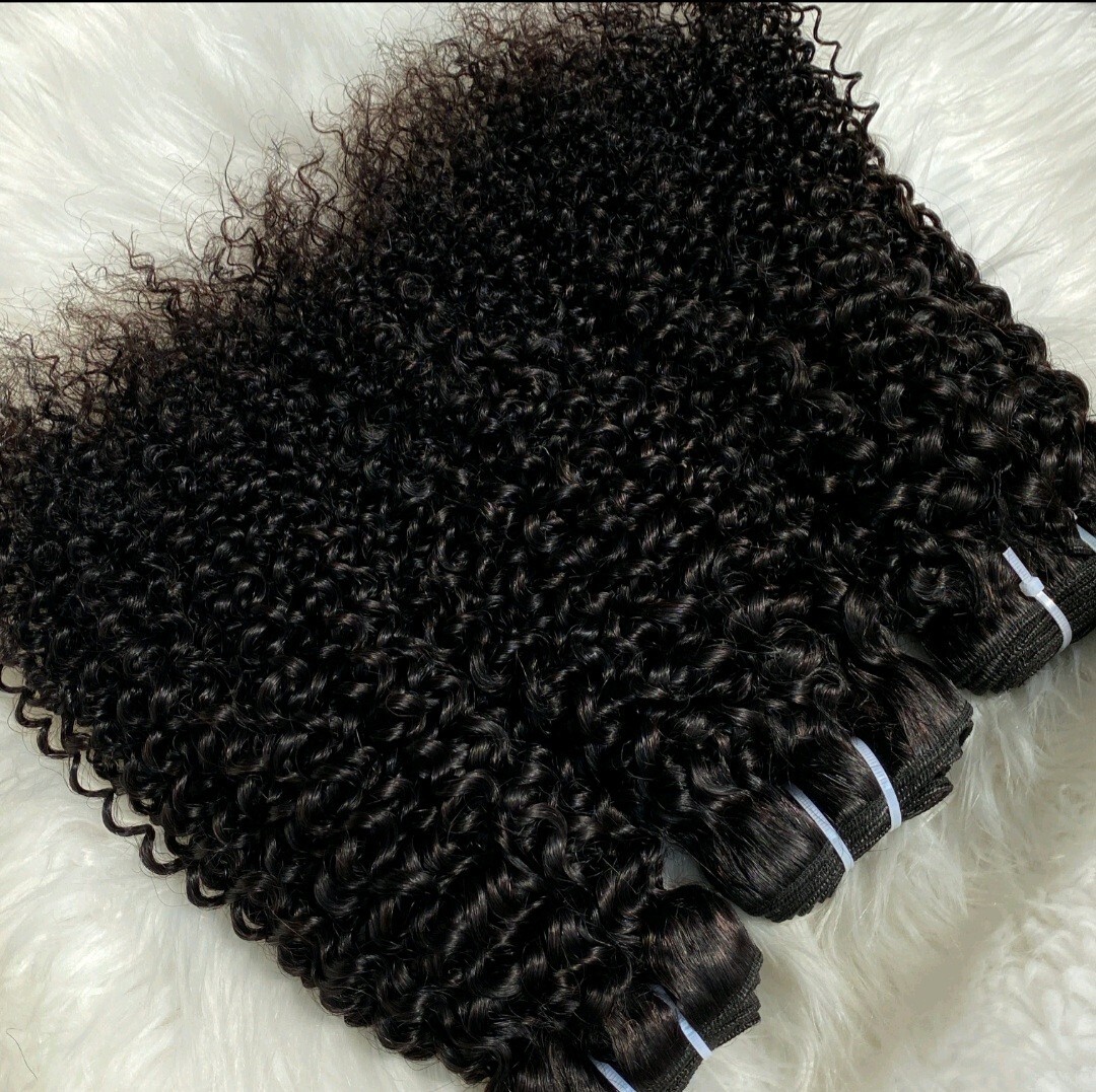 13A+ 3BUNDLE BURMESE RAW VIRGIN HUMAN HAIR KINKY CURL 18+18+18 DOUBLE DRAWN 300g