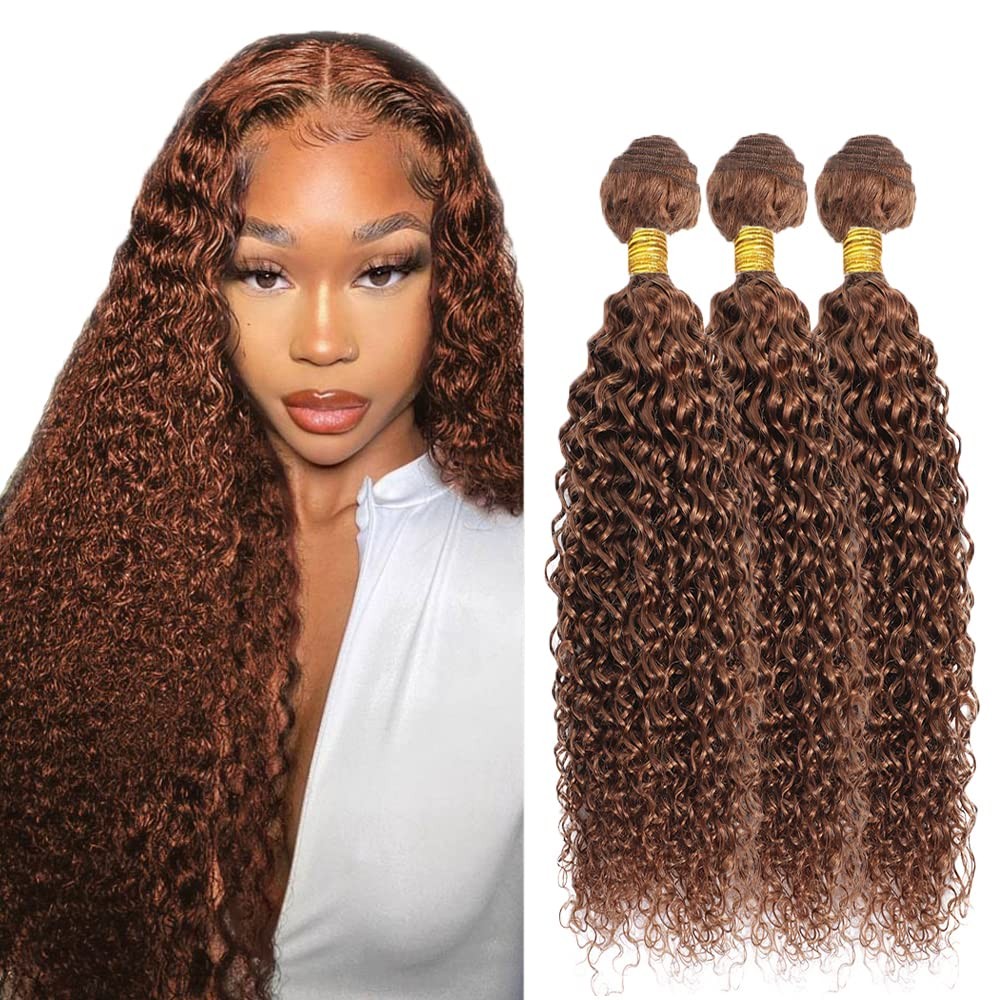 Color 30 Human Hair Bundles Light Brown Water Wave Bundle 24 26 28 Inch