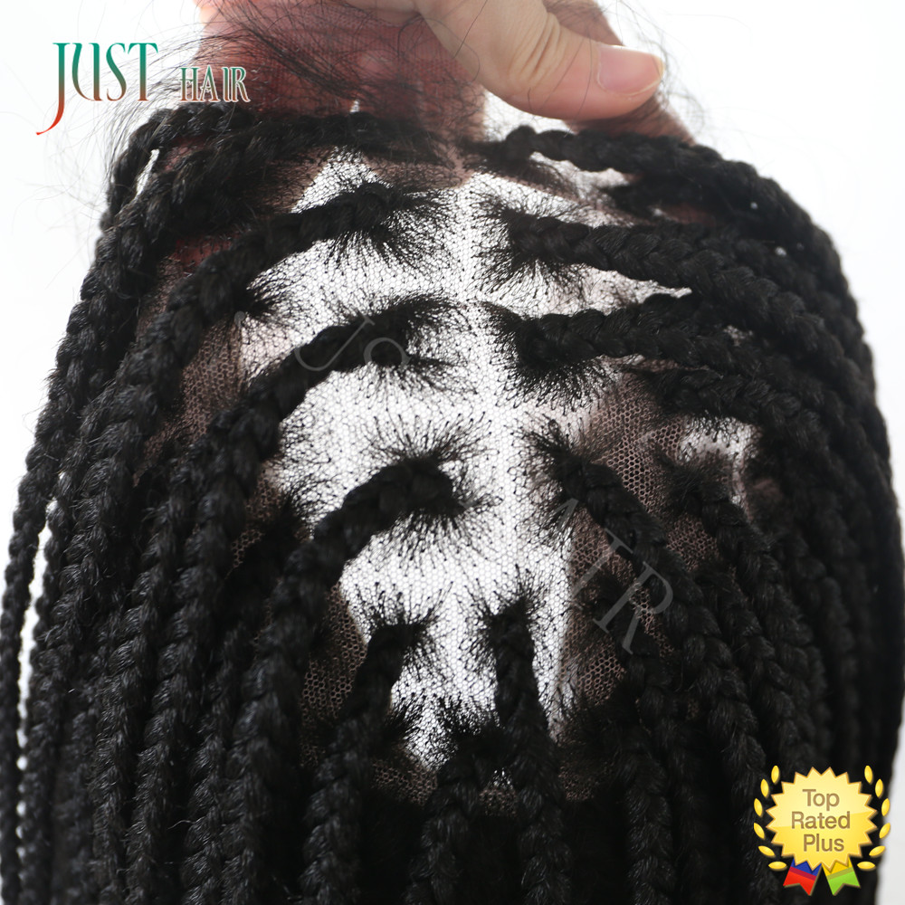 Box Braided Swiss Lace Front Wigs Cornrow Kanekalon Fiber Micro Twist Baby Hair