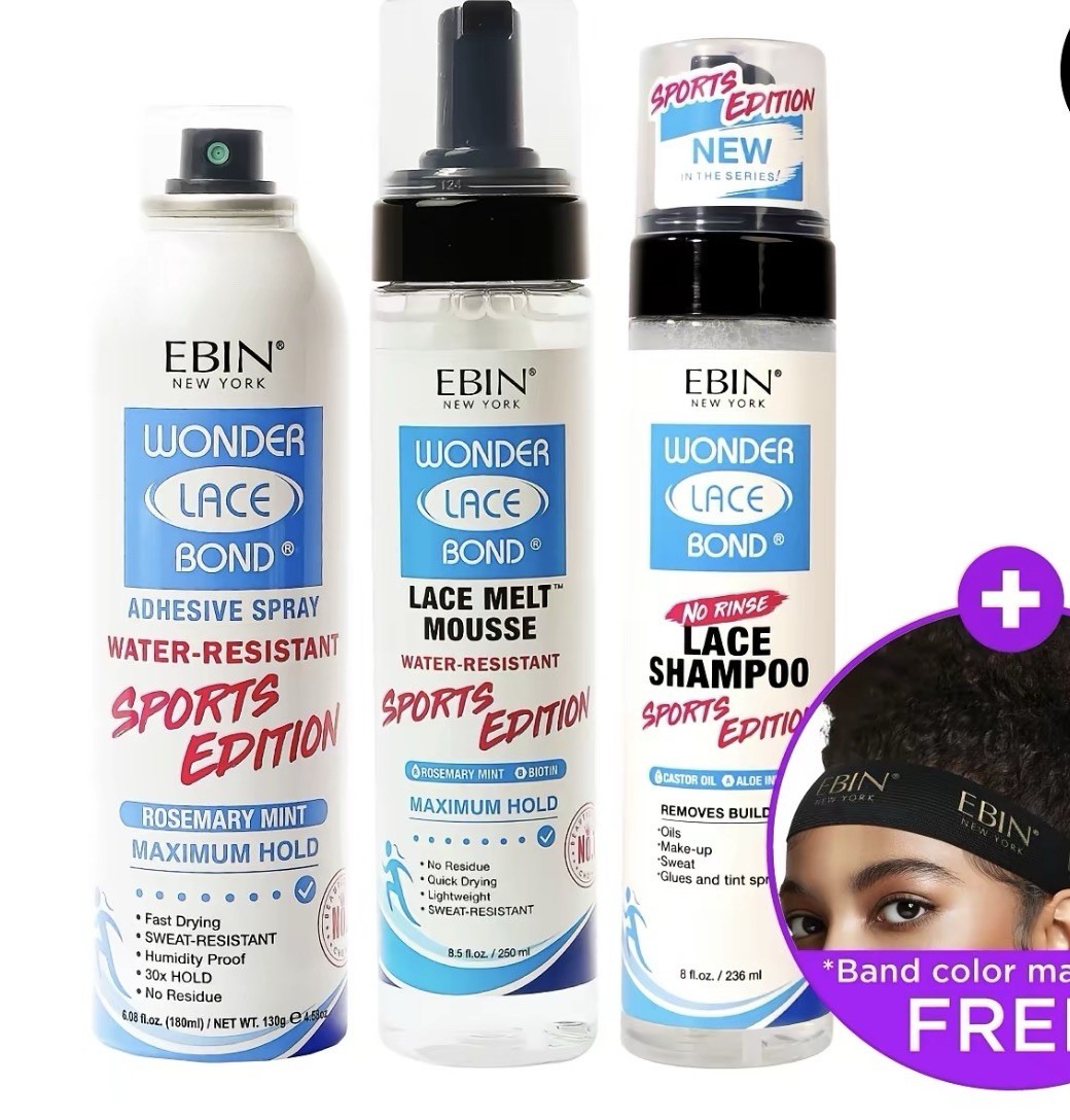 EBIN New York Wonder Lace Bond Sports Edition 3pc Set Maximum Hold Water-Res