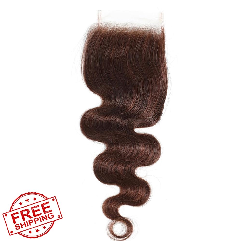 YiweYowe 28 Inch #4 Brown Lace Closure