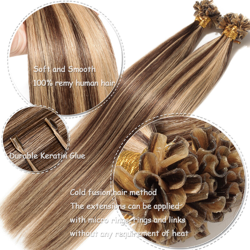 AAAAA Indian Keratin 1g/s Nail U Tip Per Bonded Real Remy Human Hair Extensions