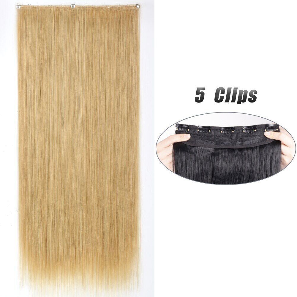 Synthetic 5Clip In Hair Extensions Long Straight Hairstyle 80CM Natural FakeHair