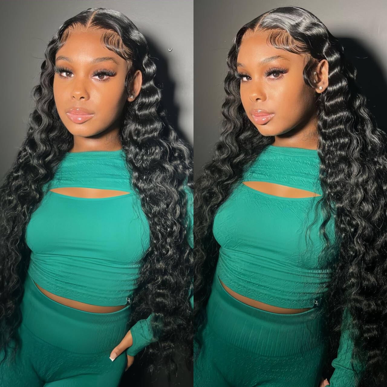 13×4 Lace Front Wigs 200 Density Pre Plucked Deep Wave Black Curly Wig