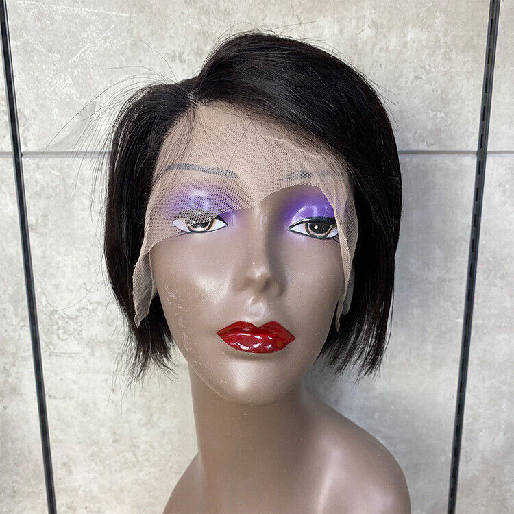 Brazilian Remy Human Hair Wig Short Colorful Pixie Bob Wig T Part Lace Front Wig