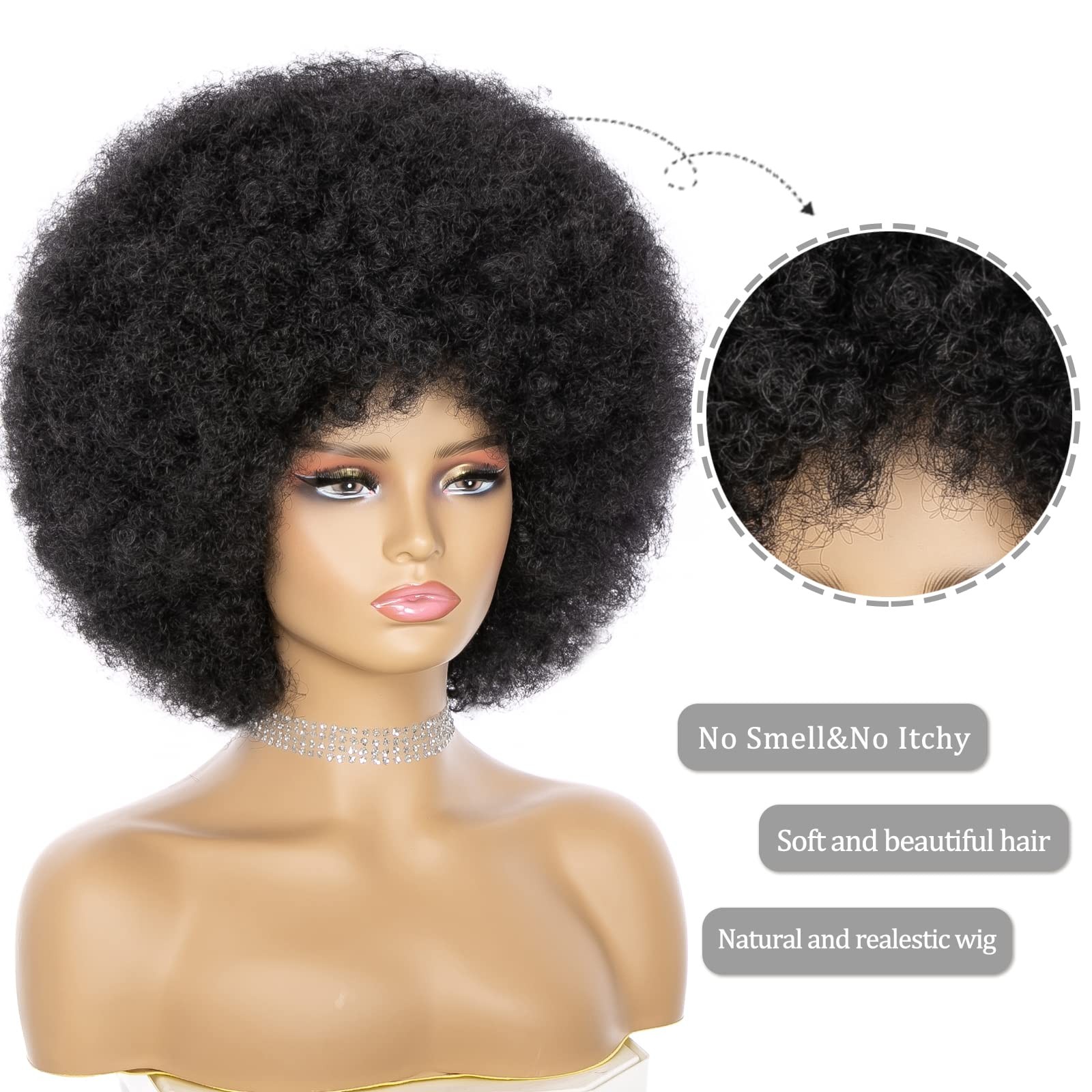 Afro Wig Short Curly Kinky Curly Hair Wigs for Women – Natural Looking Daily Use
