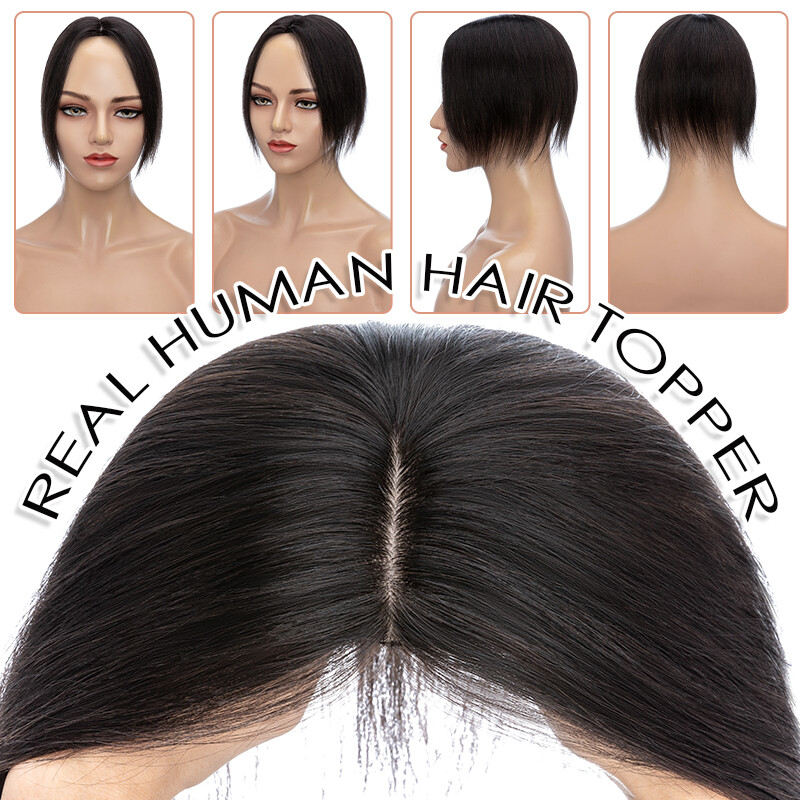 Topper 100% Human Hair Top Toupee Piece Clip in Hairpiece Indian Wig Women 6-20″