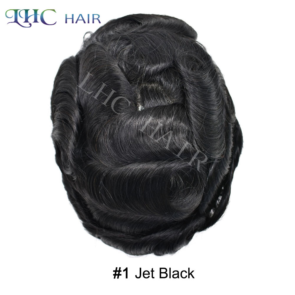 Mens Toupee Human Hair System Swiss Lace Front Skin PUGrey Black Brown Hairpiece