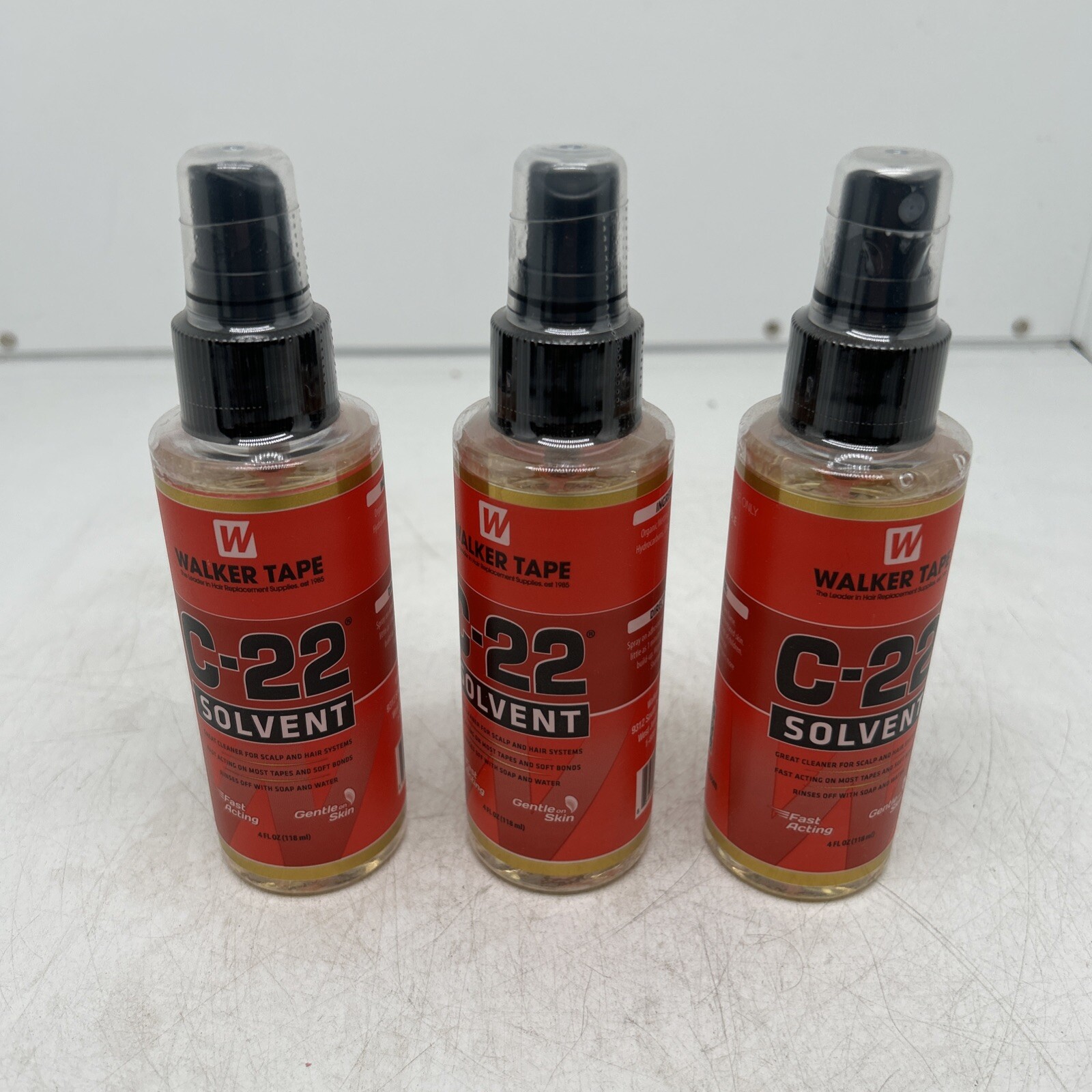 WALKER TAPE C-22 SOLVENT ADHESIVE REMOVER FAST ACTING ( 3 Bottles) 4 OZ Each