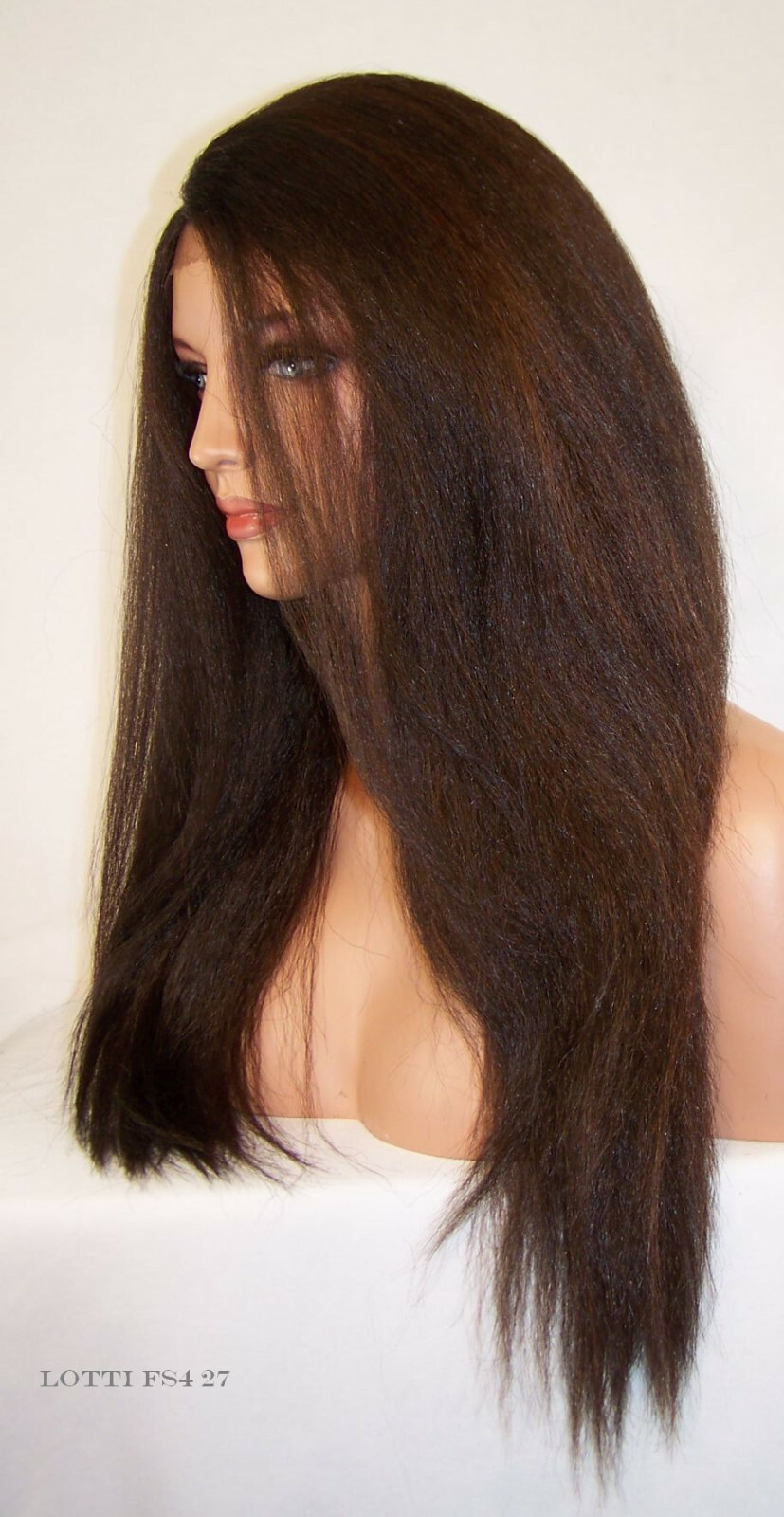 Long Yaki Lace Front Wig Brown w/Highlights #4.30 Long C-part Heat safe yaky lot