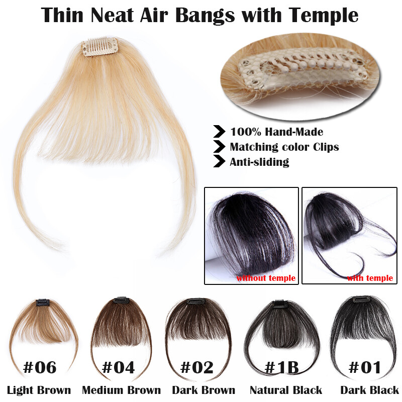 Thick Fringe Bangs 100% Remy Human Hair Extensions Clip In Hairpiece Topper Thin