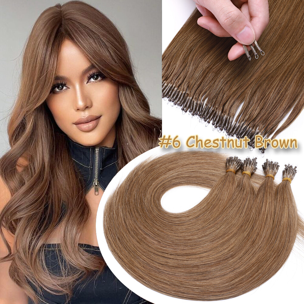 1G Bean Hair Extensions Nano Ring Micro Tip Remy Human Hair Micro Loop Highlight