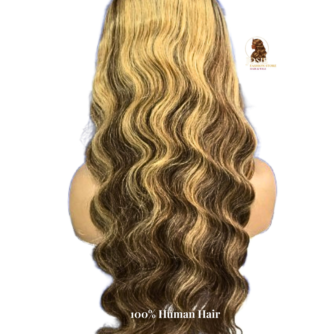 26″ Body Wave Lace Wig Ombre Honey Brown P4/27 100% Human Hair HD Lace Glueless