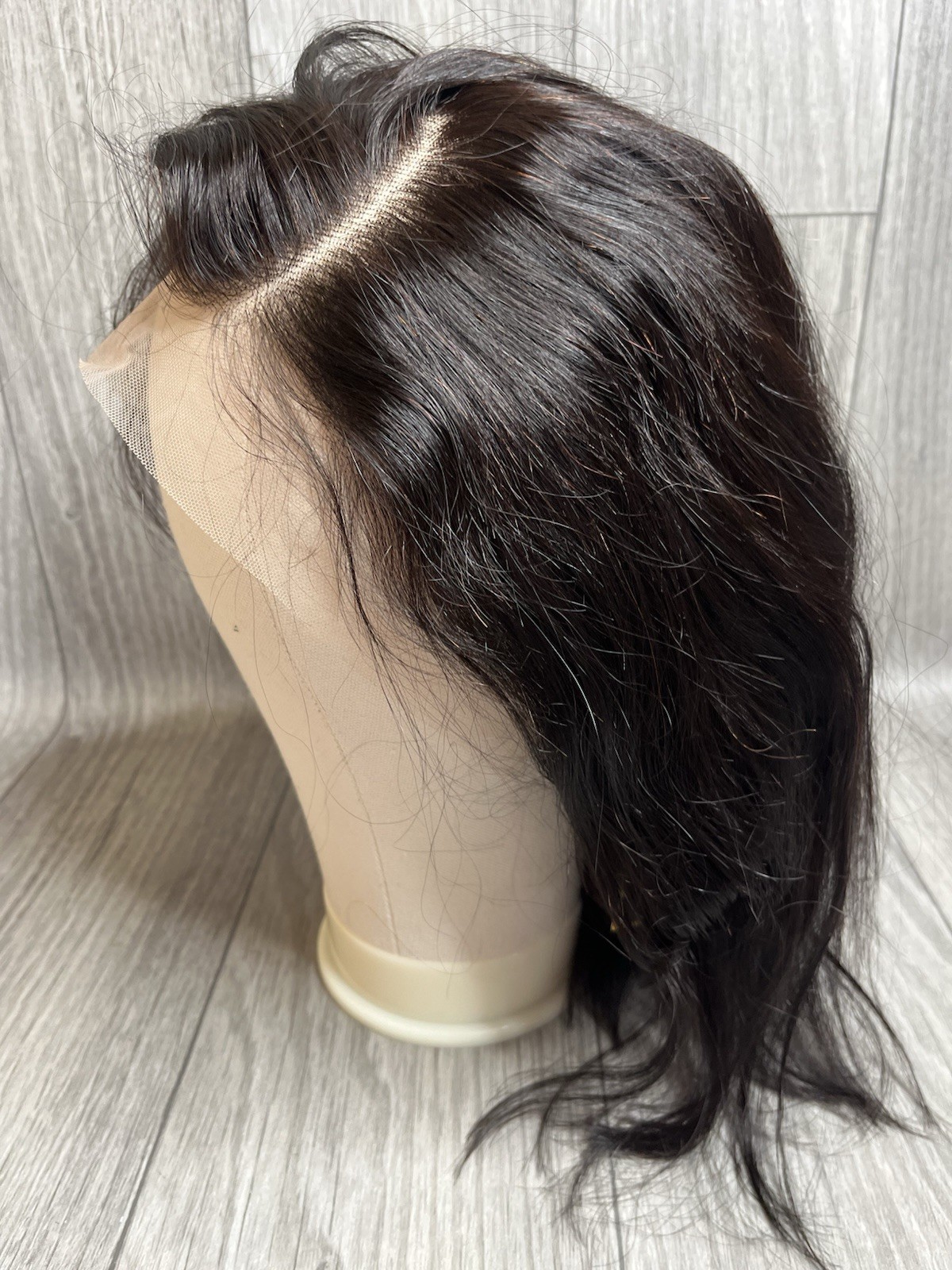 New Black 1B Lace Front Wig human hair 14 Inches With Lace & Baby Hairs C26