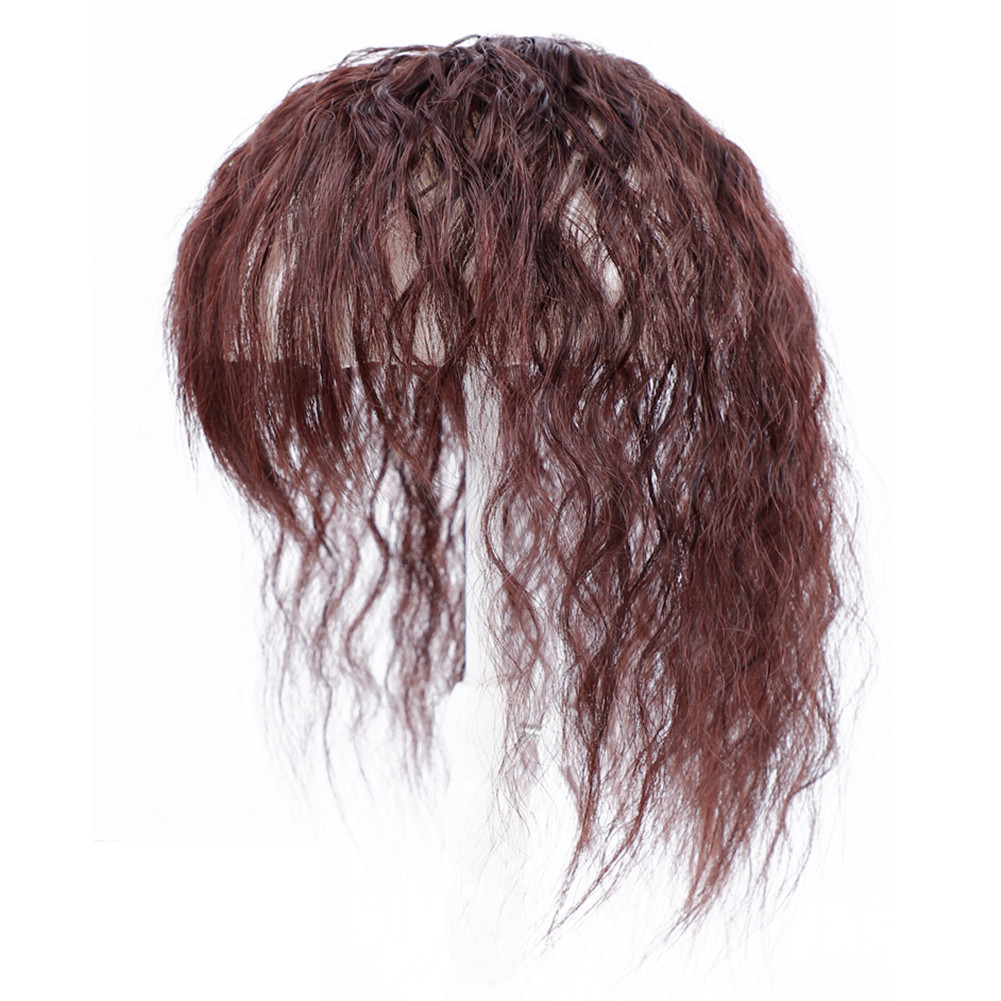 25cm kinky Curly Virgin Human Hair Topper Clip in Hair Top Piece Bangs Extension