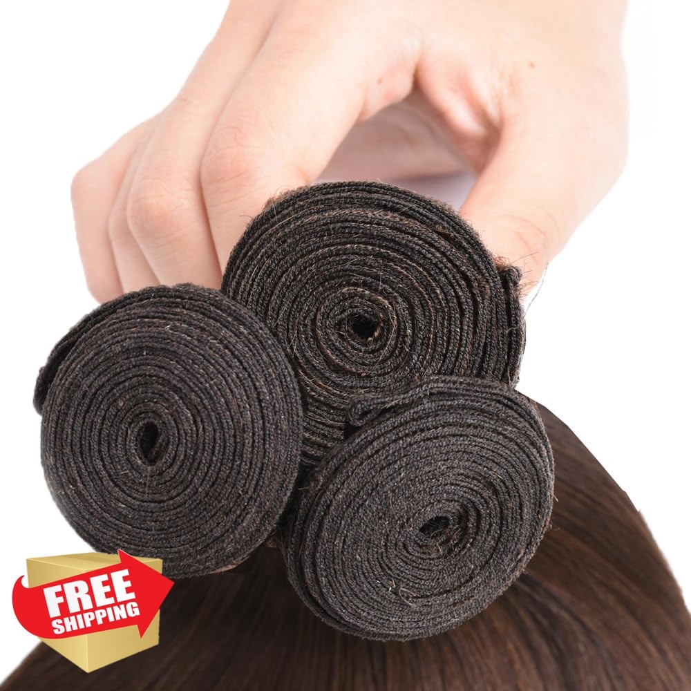 HeumHrn #4 Chocolate Straight Bundles 24 26 28 Inch Human Hair