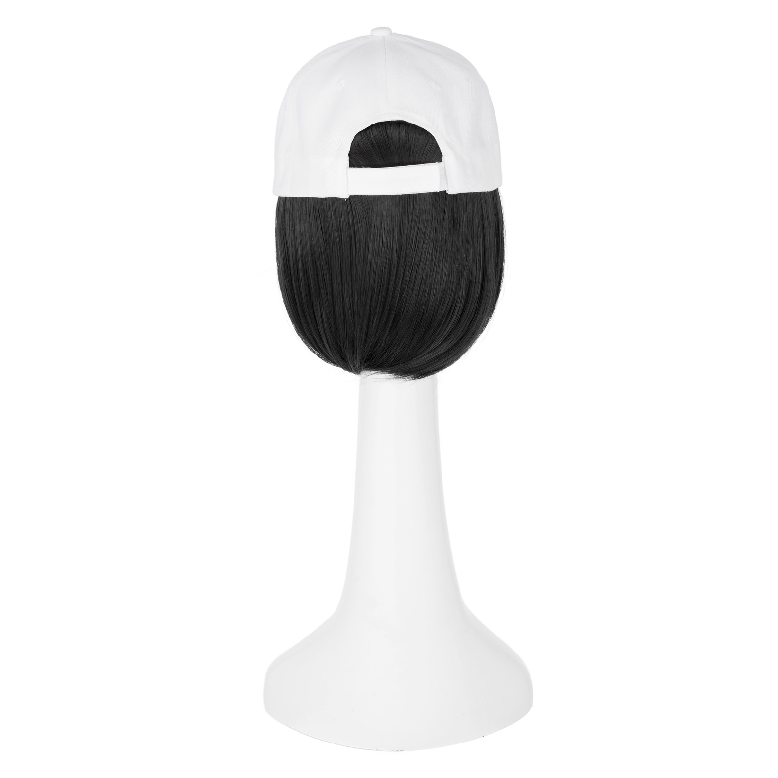 Instant Style Straight Cap Wig Adjustable White Baseball Hat Attached Hair