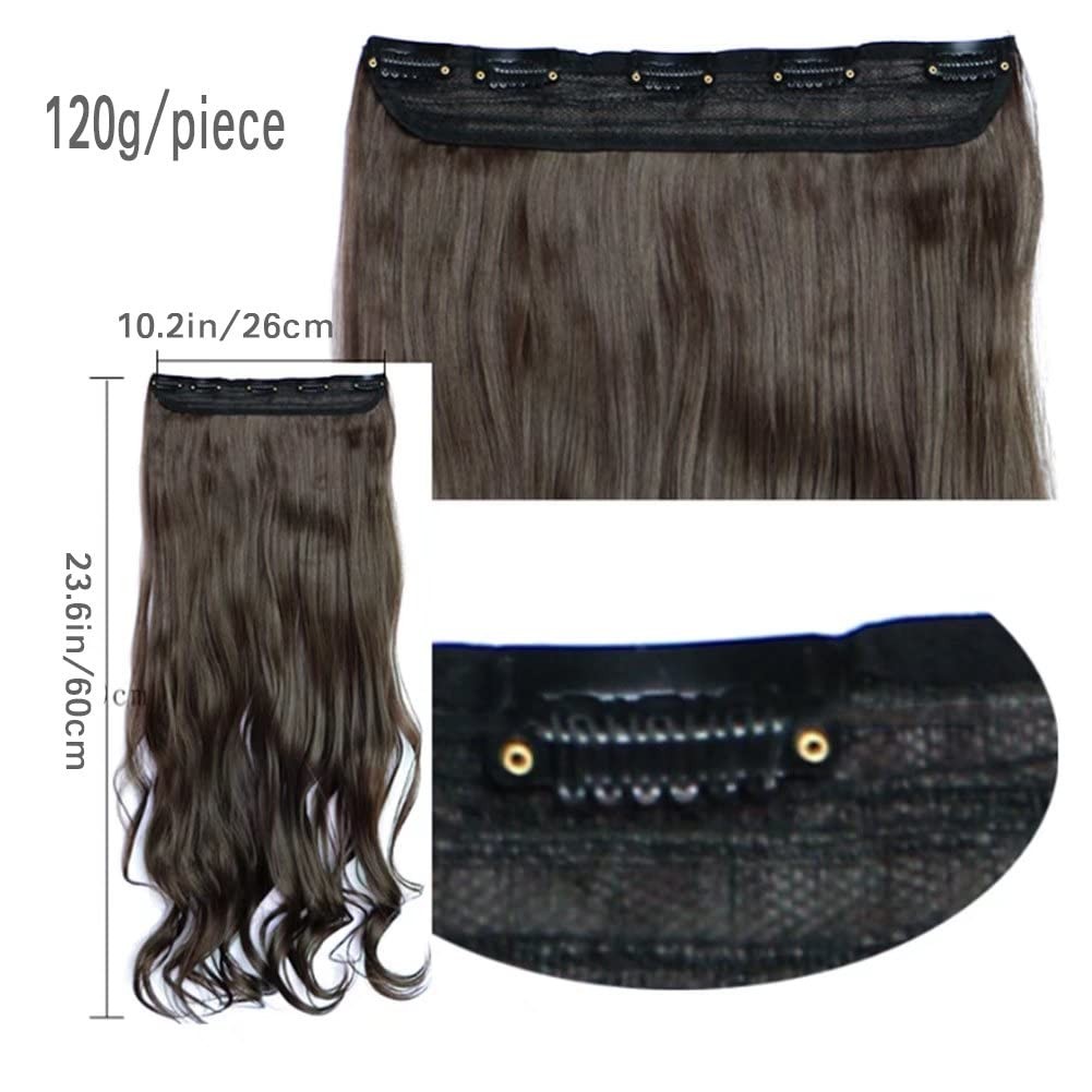Women Hair Extensions 5 Clips in Synthetic Hair Pieces 24″ 20g Extre Long Thi…
