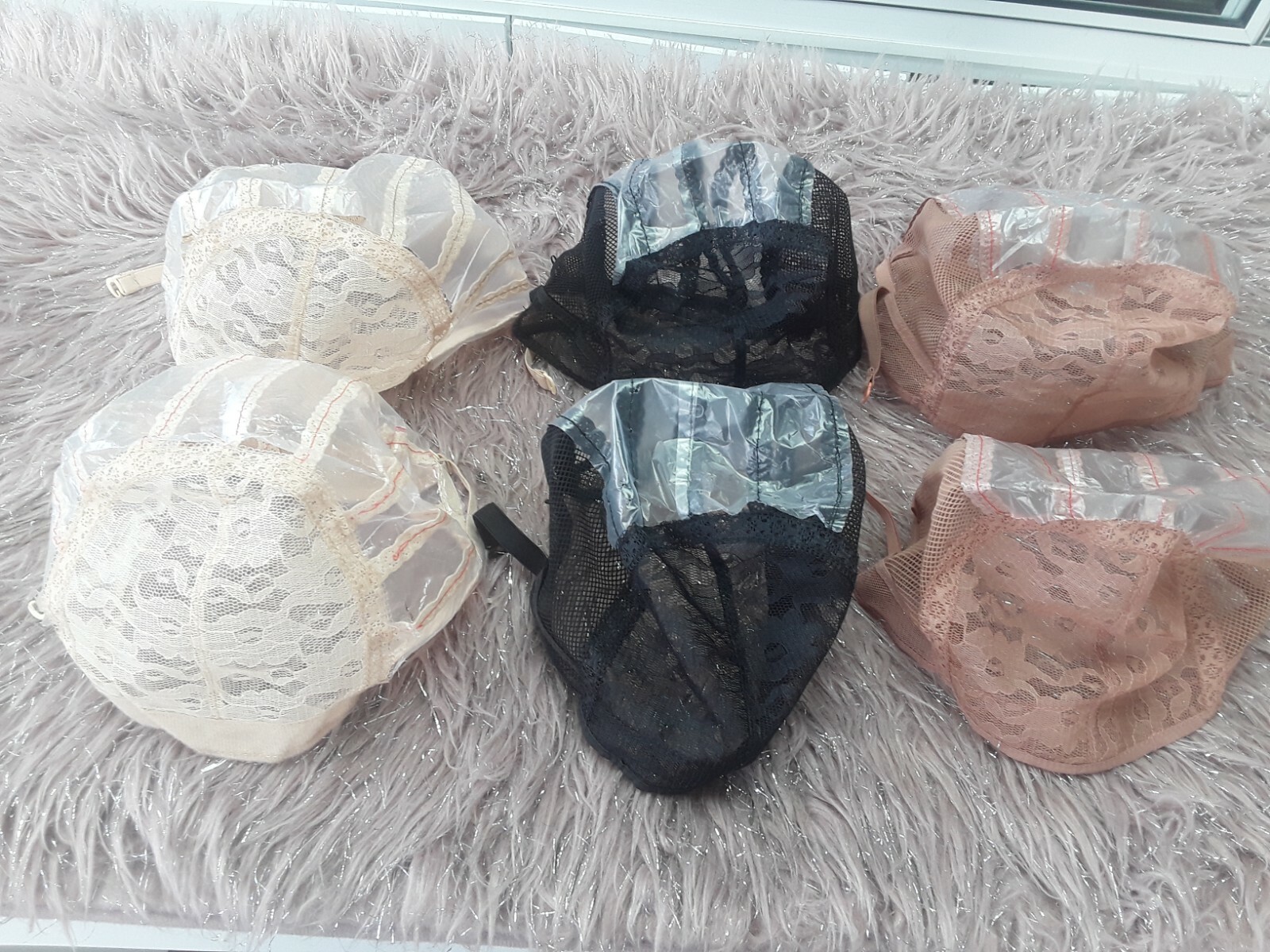 BREATHABLE Wig Caps with lace Net For Making Wigs With Adjustable Straps 6pcs