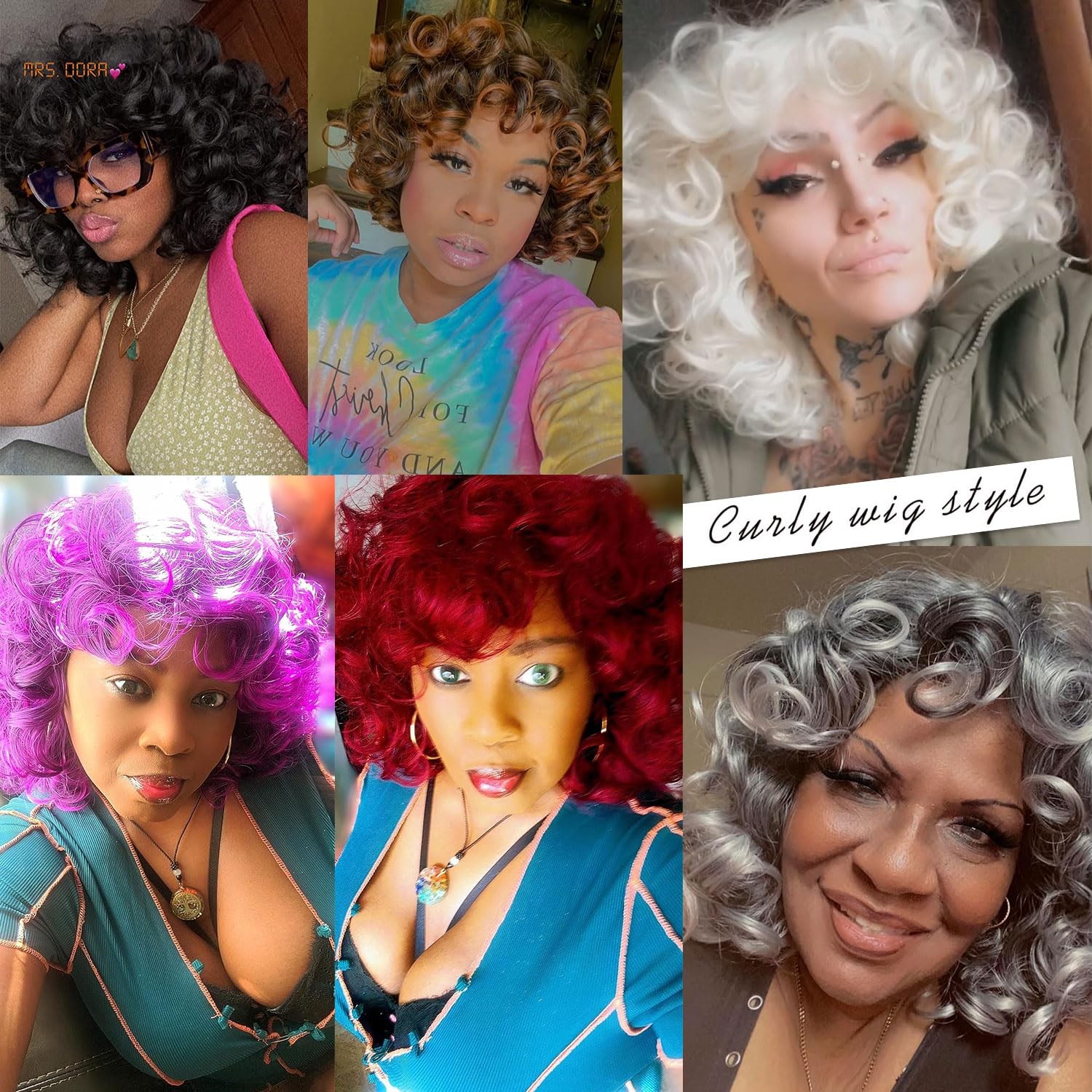 Grey Curly Wig with Bangs for Black Women Glueless Wear and Go Wig Afro Curly…